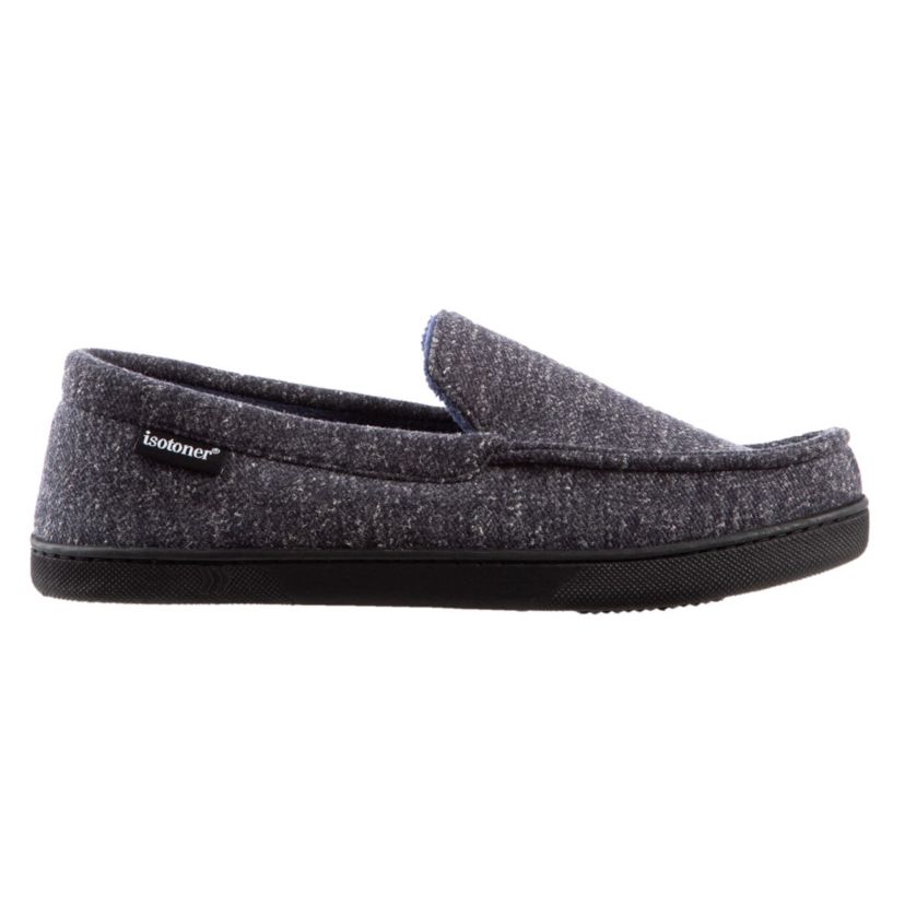 isotoner Mens Preston Heather Knit Moccasin Slippers