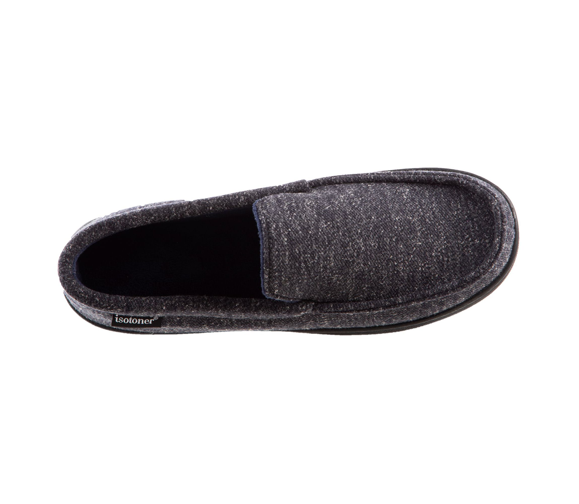 isotoner Mens Preston Heather Knit Moccasin Slippers