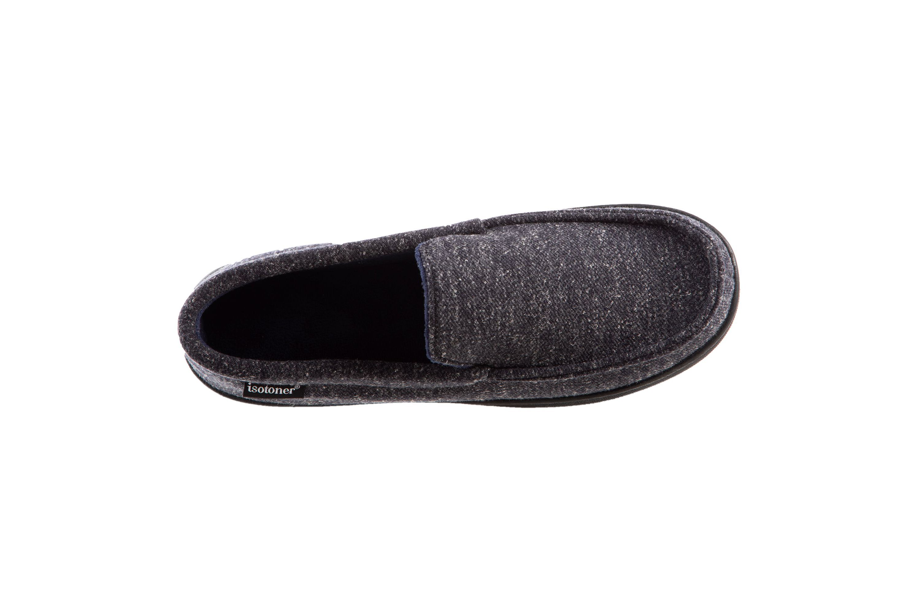 isotoner Mens Preston Heather Knit Moccasin Slippers