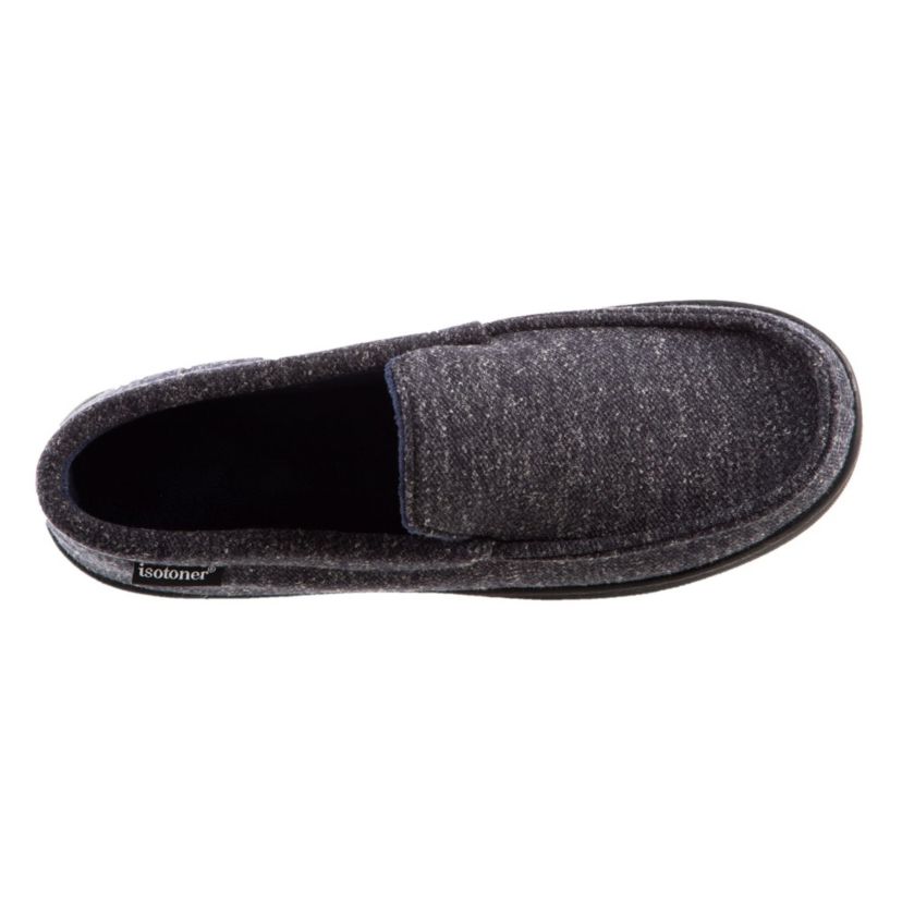 isotoner Mens Preston Heather Knit Moccasin Slippers