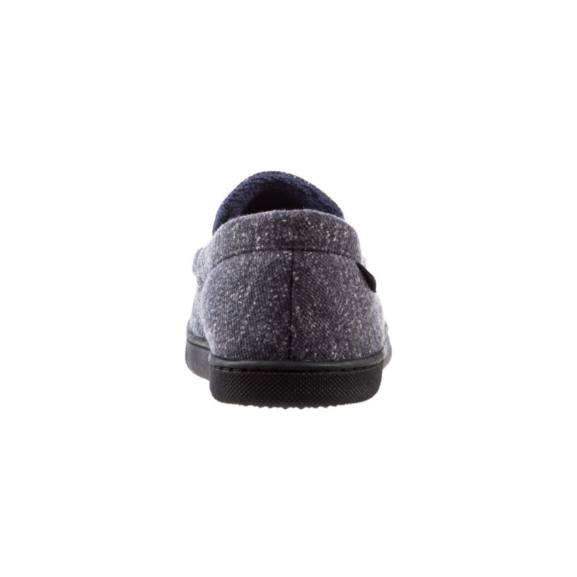 isotoner Mens Preston Heather Knit Moccasin Slippers