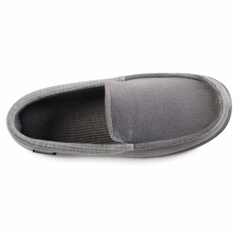 Mens Microterry and Waffle Travis Moccasin Slippers