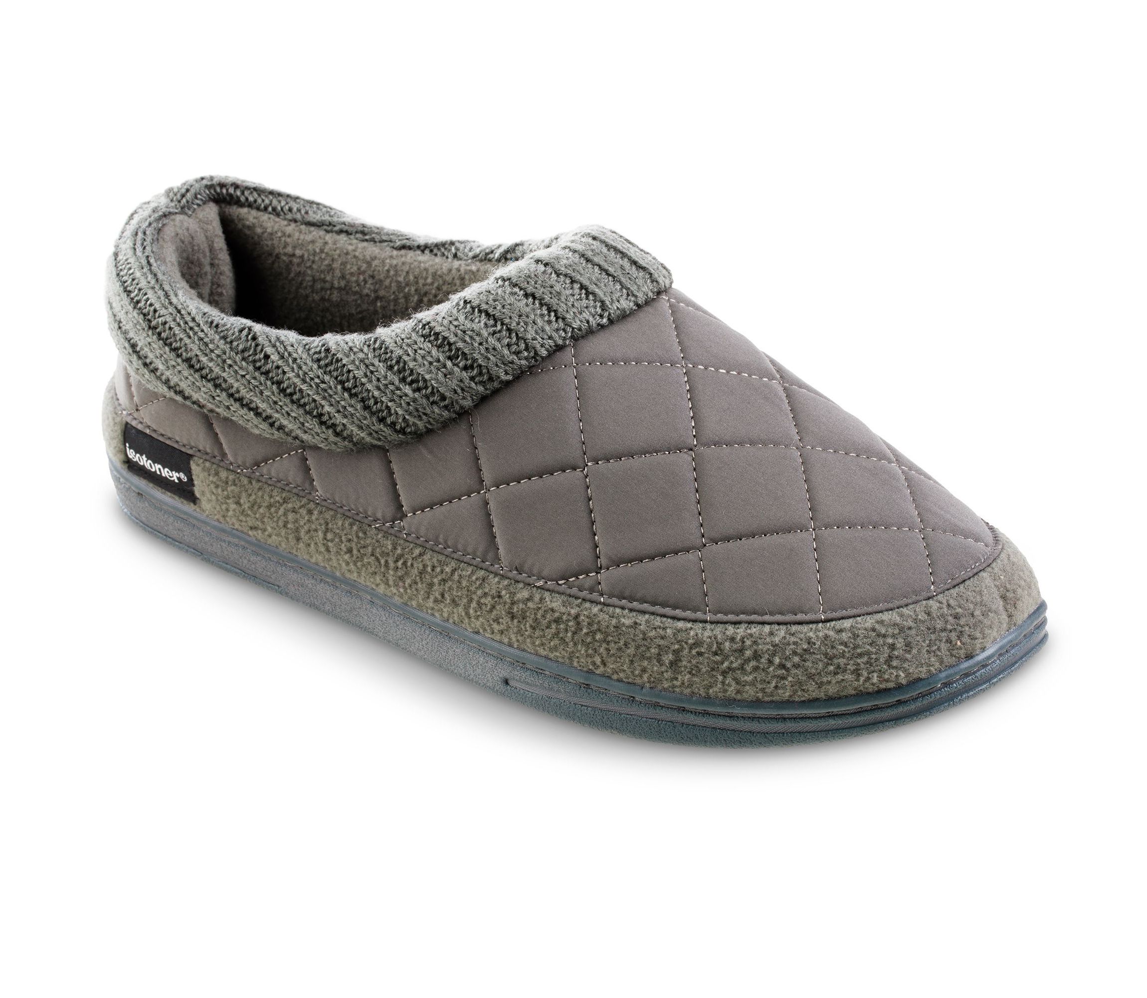 isotoner Mens Quilted Nylon Levon Low Boot Slippers