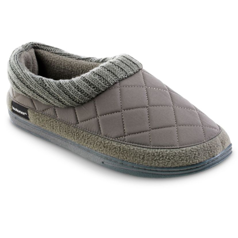 isotoner Mens Quilted Nylon Levon Low Boot Slippers