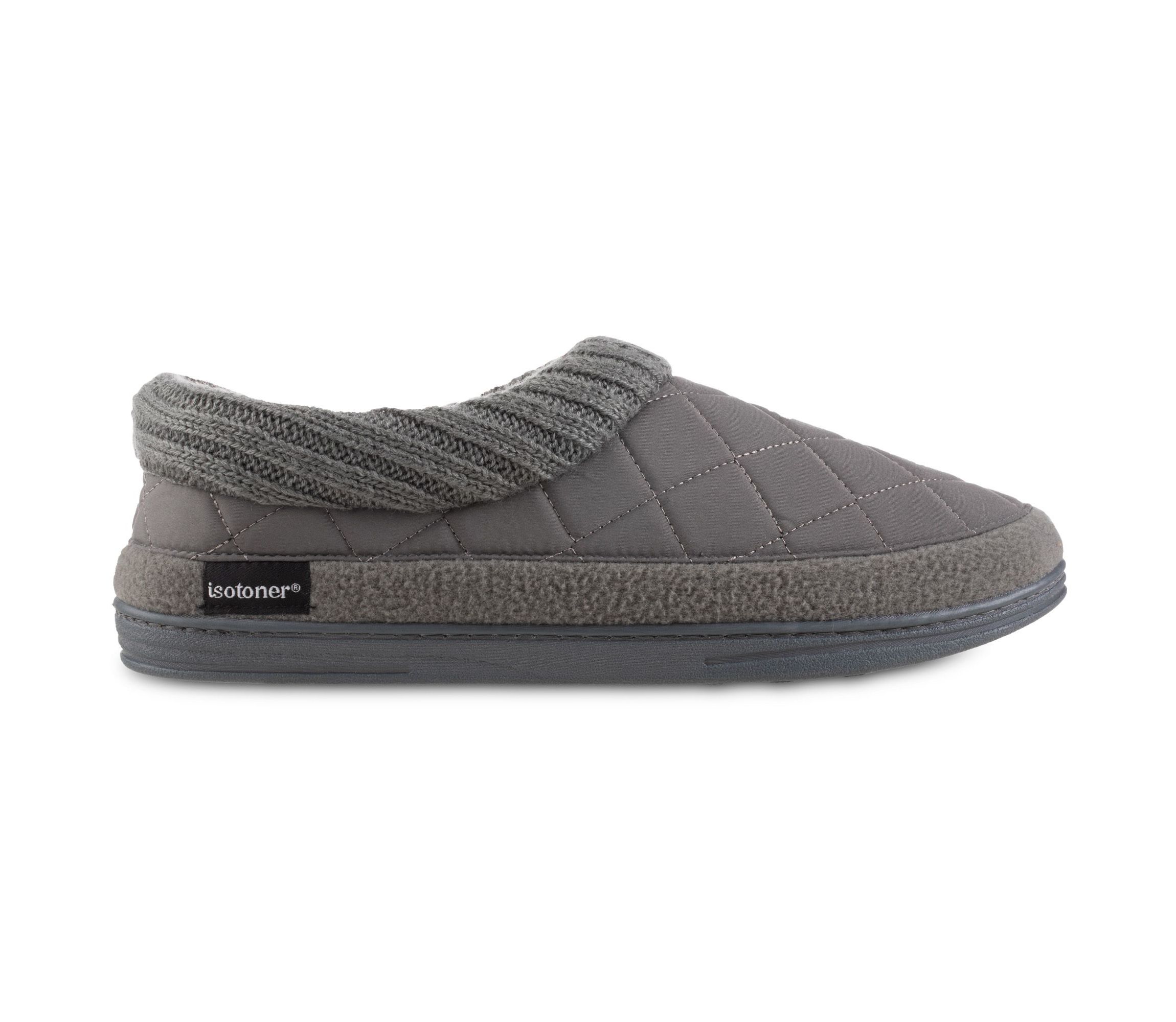 isotoner Mens Quilted Nylon Levon Low Boot Slippers