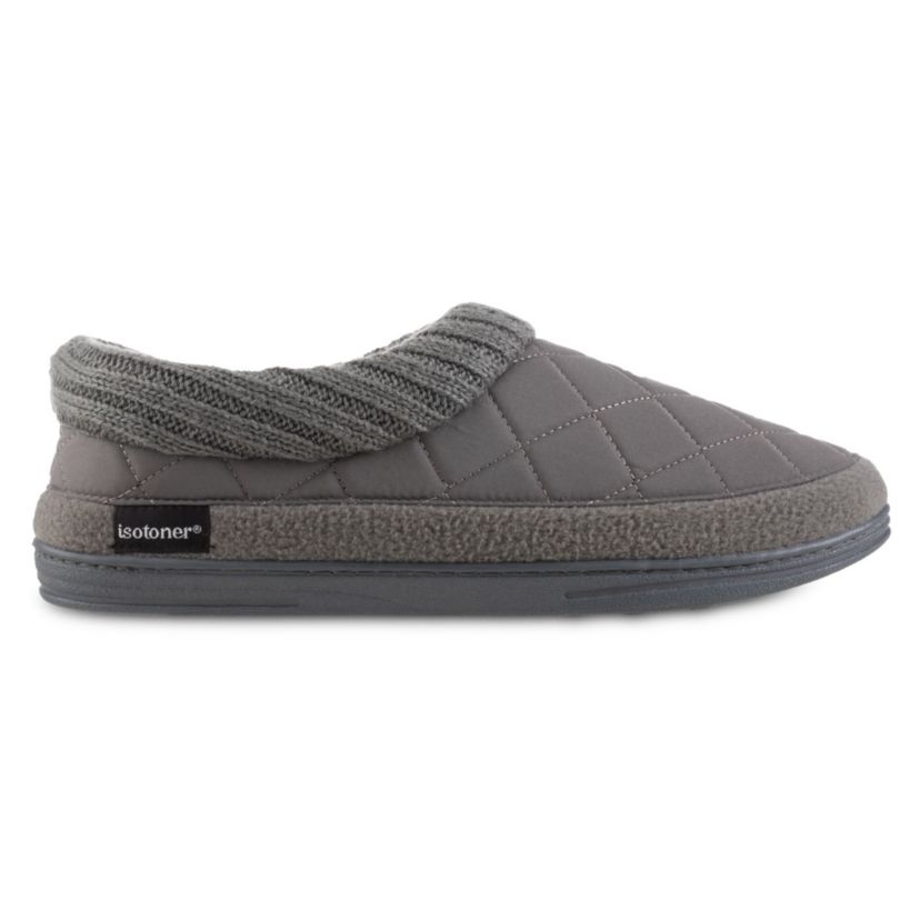 isotoner Mens Quilted Nylon Levon Low Boot Slippers