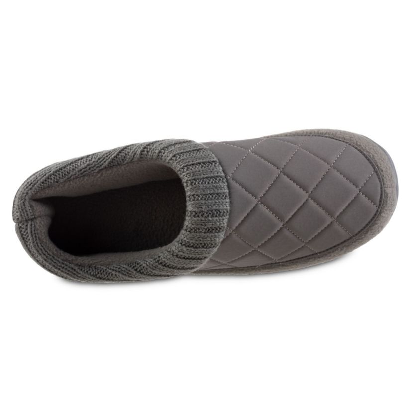 isotoner Mens Quilted Nylon Levon Low Boot Slippers
