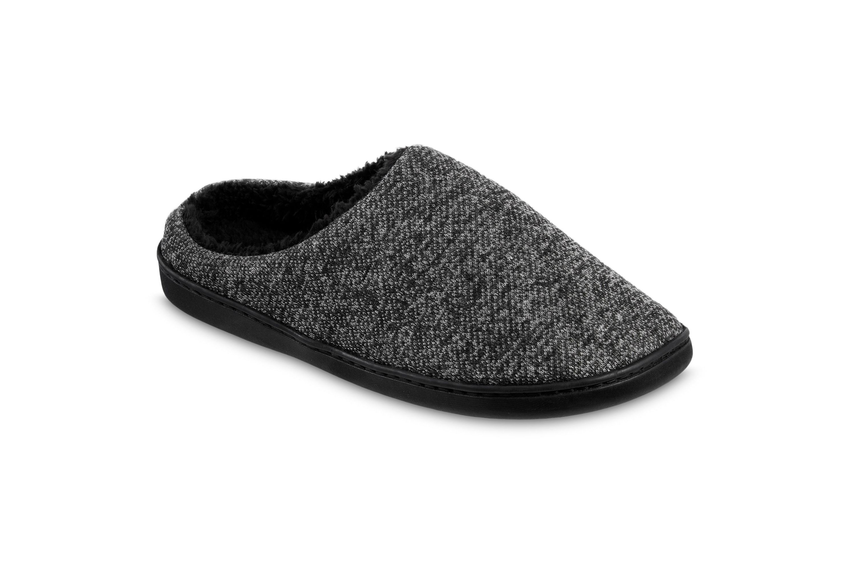 isotoner Mens Heathered Knit Hoodback Slippers