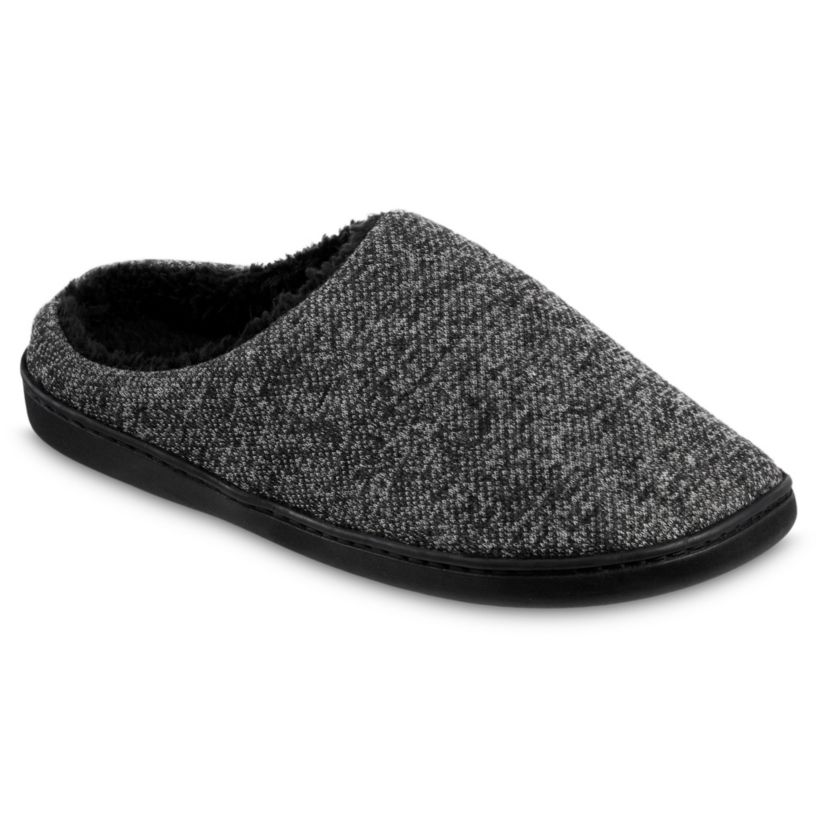 isotoner Mens Heathered Knit Hoodback Slippers