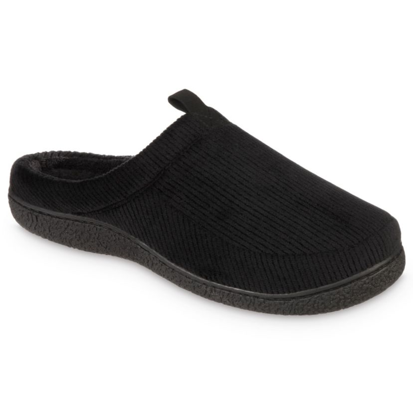 isotoner Mens Advanced Memory Foam Corduroy Hoodback ECO Comfort Slippers