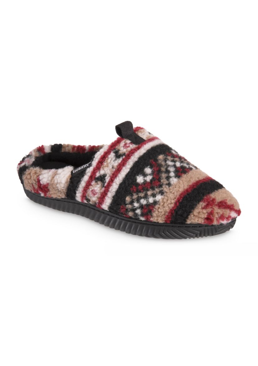 isotoner Mens Advanced Memory Foam Berber Greyson Hoodback ECO Comfort Slippers
