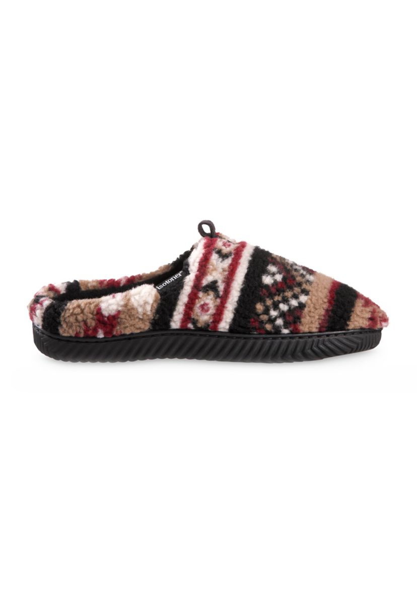 isotoner Mens Advanced Memory Foam Berber Greyson Hoodback ECO Comfort Slippers