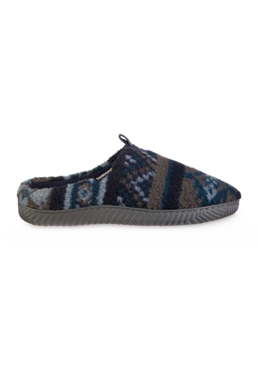 isotoner Mens Advanced Memory Foam Berber Greyson Hoodback ECO Comfort Slippers