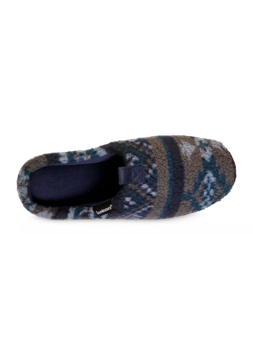 isotoner Mens Advanced Memory Foam Berber Greyson Hoodback ECO Comfort Slippers