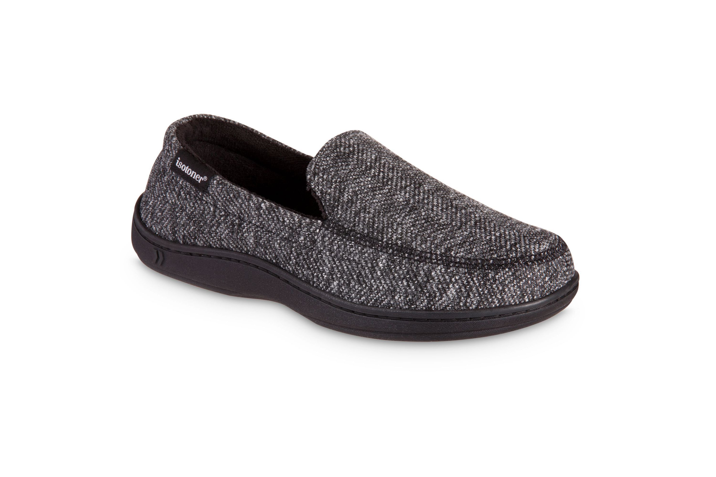 isotoner Mens Advanced Memory Foam Herringbone Harvey Moccasin ECO Comfort Slippers
