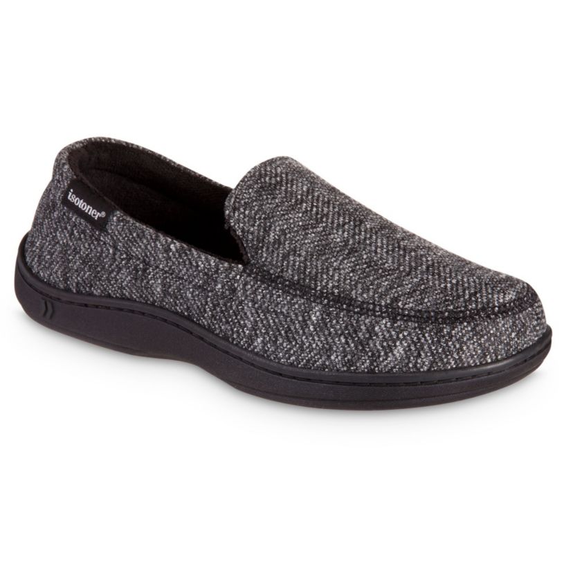 isotoner Mens Advanced Memory Foam Herringbone Harvey Moccasin ECO Comfort Slippers