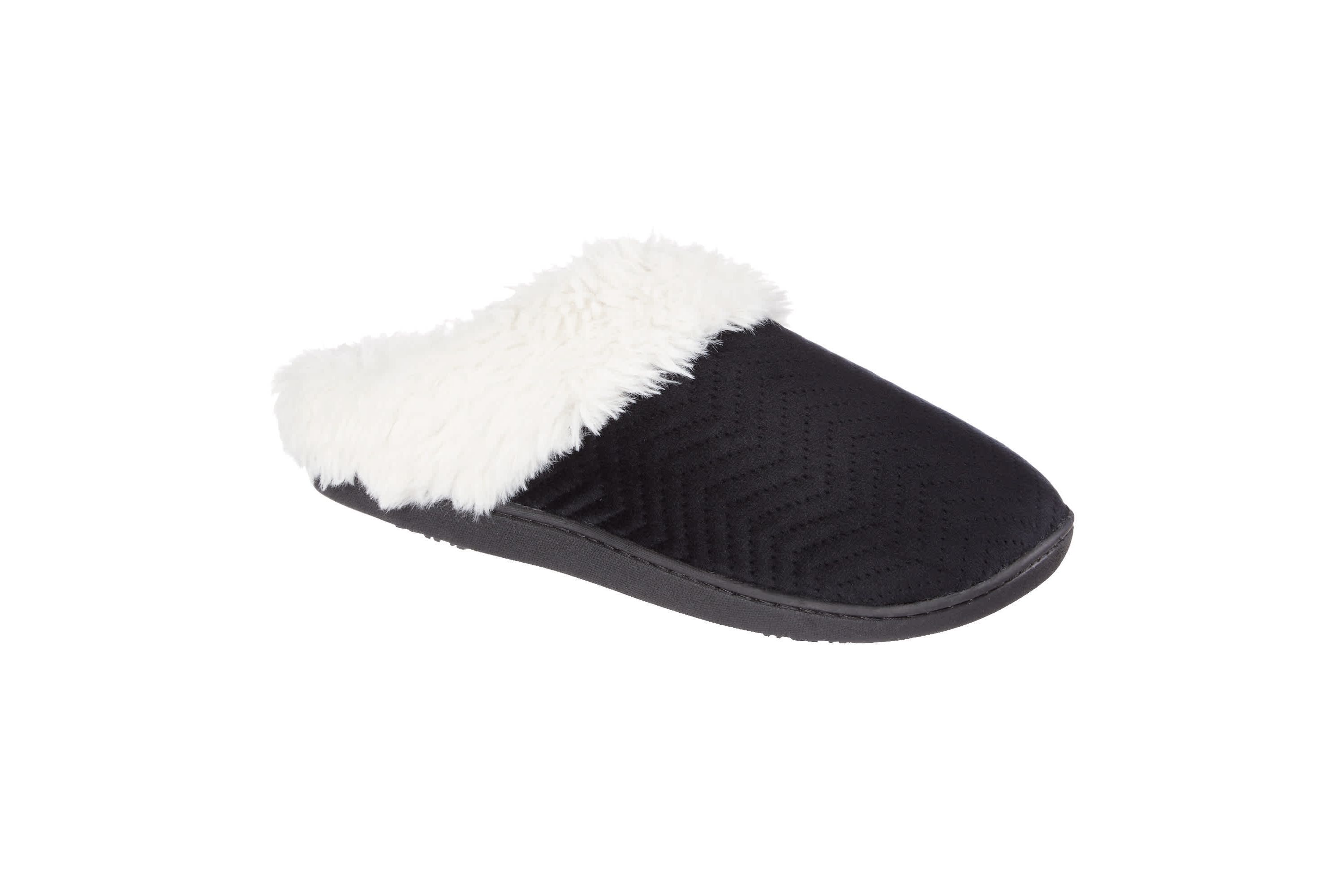 Womens Quilted Chevron Velour Louise Clog Slippers with Indoor/Outdoor Sole
