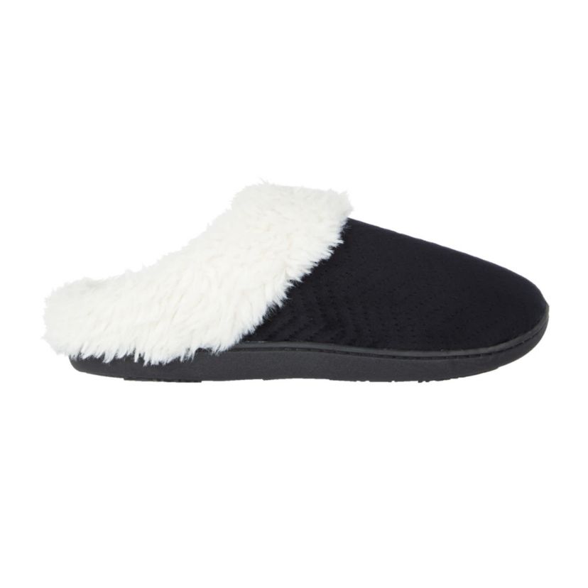 Womens Quilted Chevron Velour Louise Clog Slippers with Indoor/Outdoor Sole