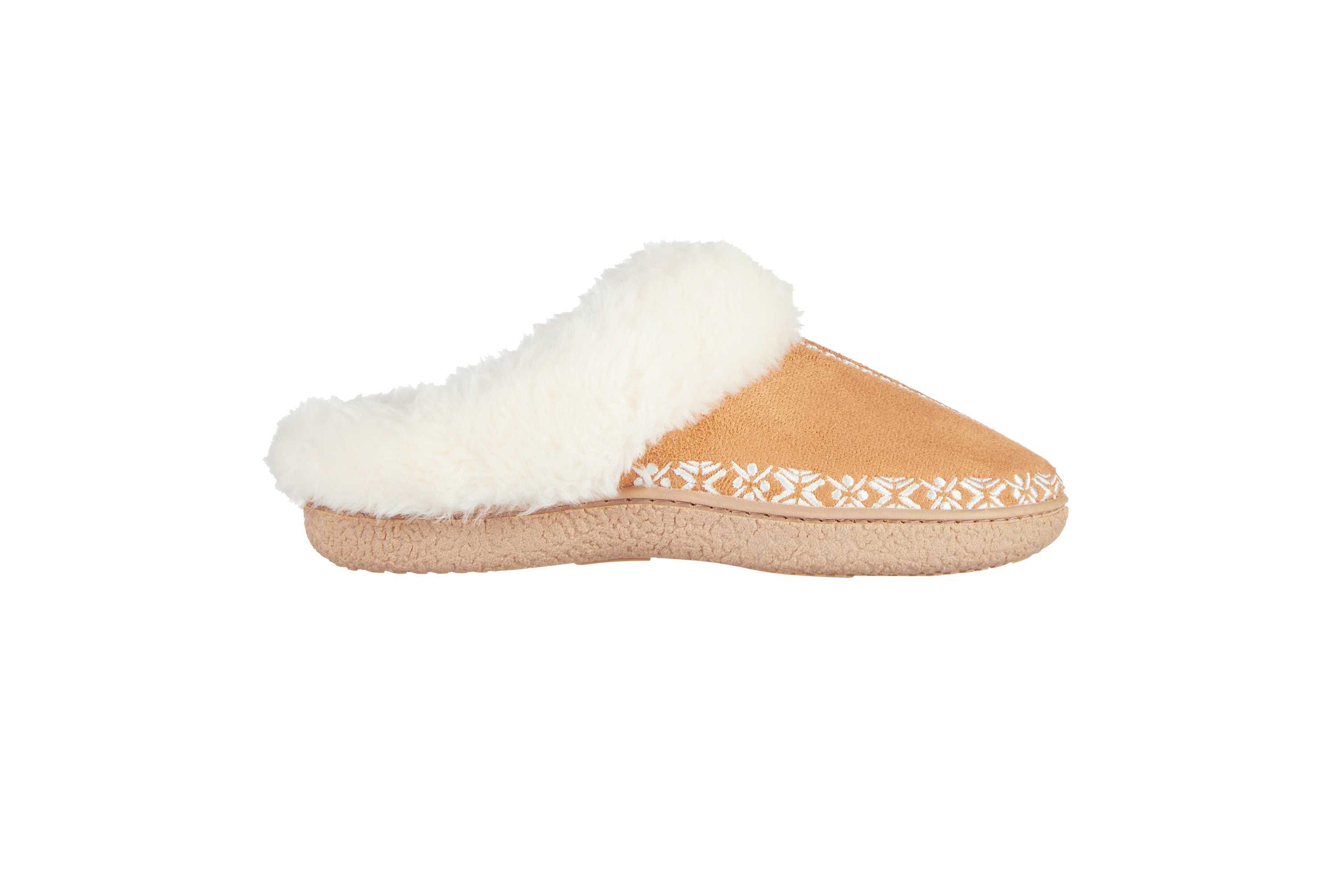 Womens Embroidered Microsuede Clara Clog Slippers with Memory Foam and Indoor/Outdoor Sole