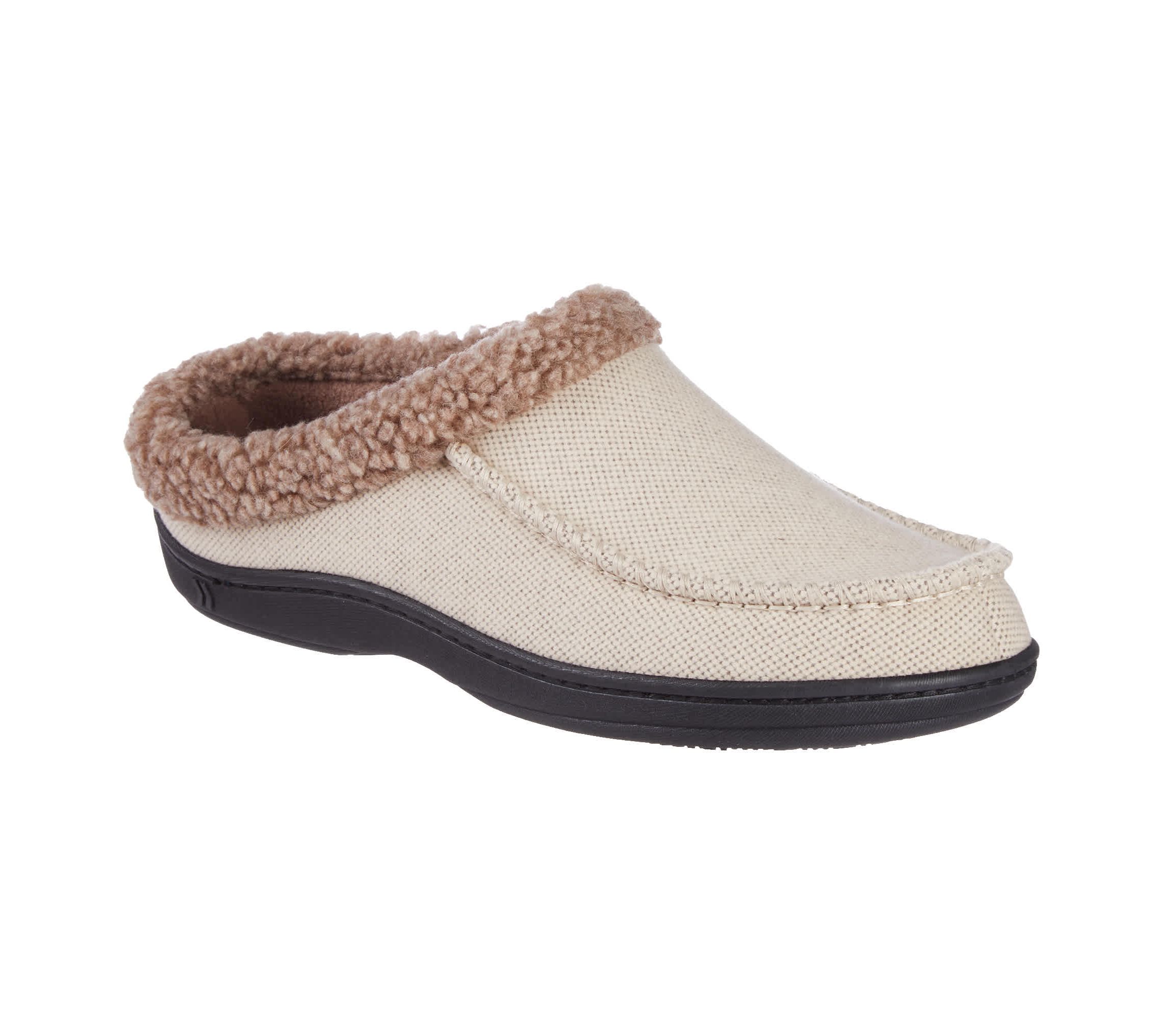 Mens Brushed Knit Plaid Lewis Clog Slippers with Cooling Gel Memory Foam and Indoor/Outdoor Sole