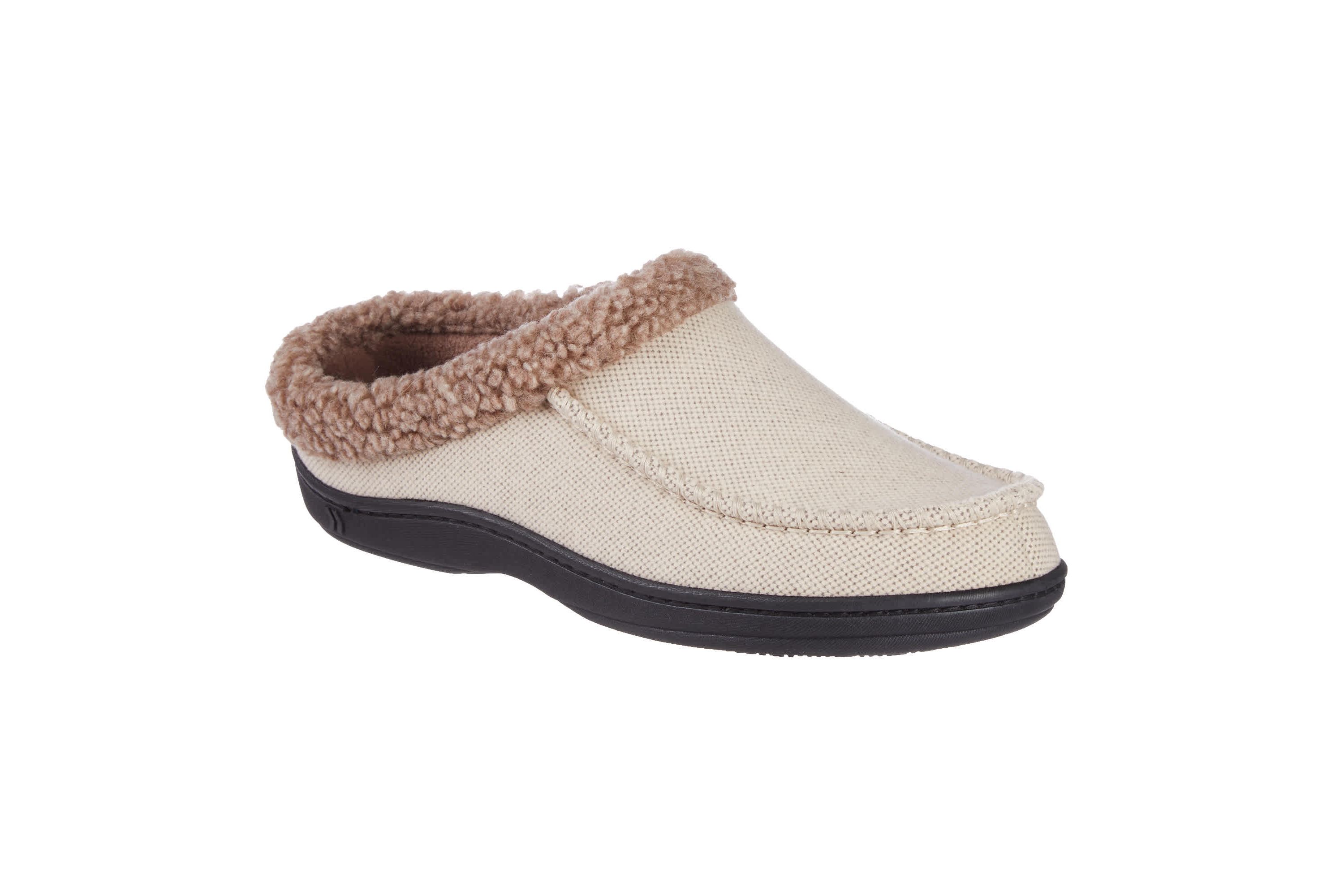 Mens Brushed Knit Plaid Lewis Clog Slippers with Cooling Gel Memory Foam and Indoor/Outdoor Sole