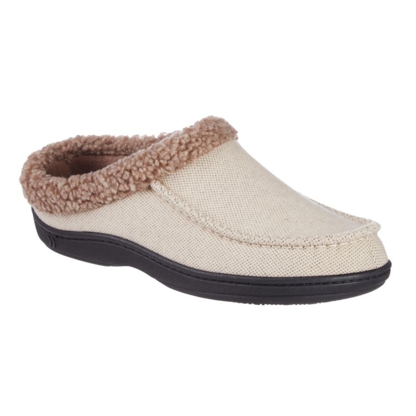 Mens Brushed Knit Plaid Lewis Clog Slippers with Cooling Gel Memory Foam and Indoor/Outdoor Sole