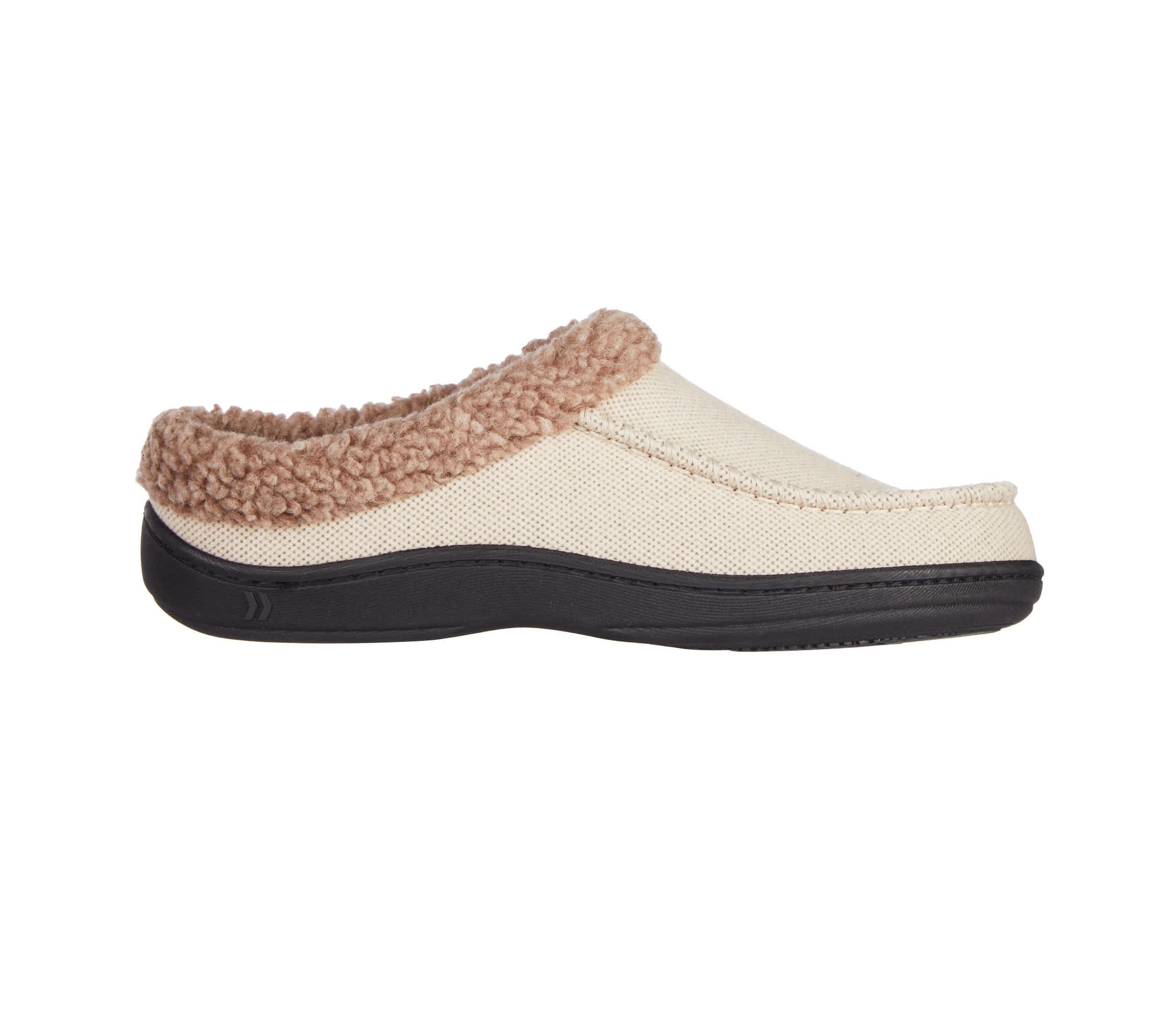 Mens Brushed Knit Plaid Lewis Clog Slippers with Cooling Gel Memory Foam and Indoor/Outdoor Sole