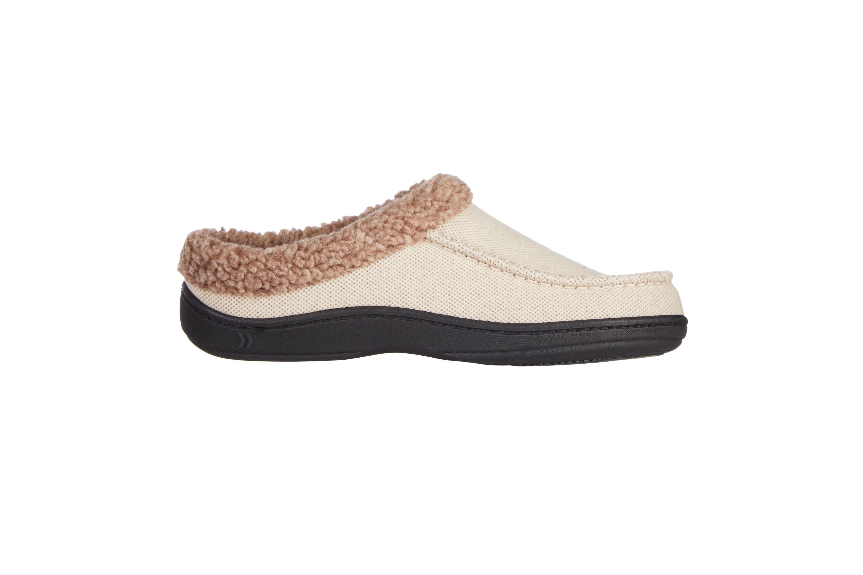 Mens Brushed Knit Plaid Lewis Clog Slippers with Cooling Gel Memory Foam and Indoor/Outdoor Sole