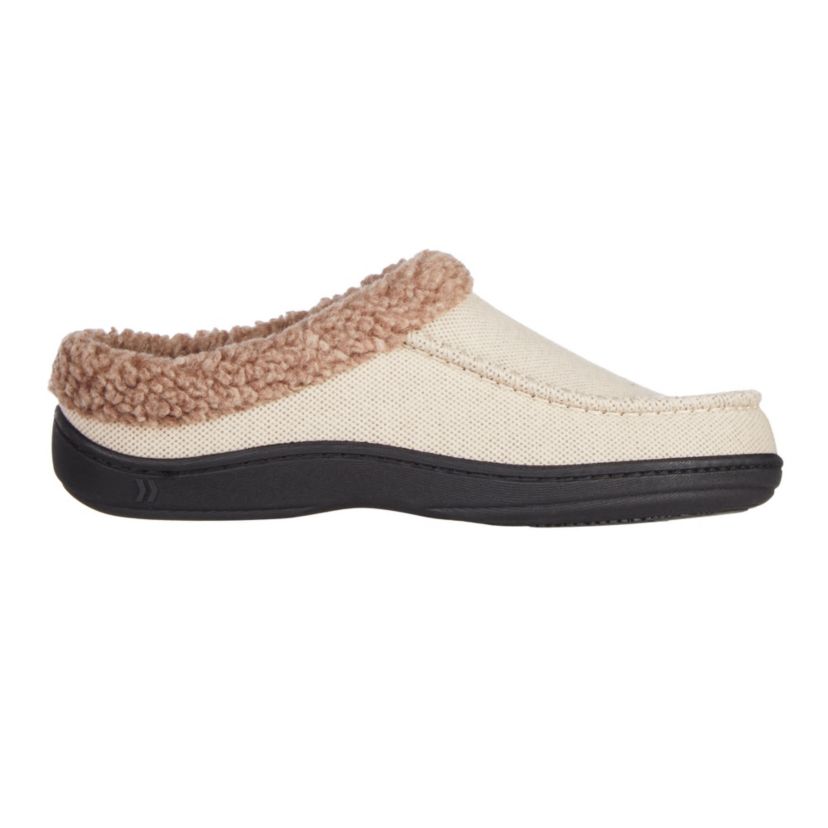 Mens Brushed Knit Plaid Lewis Clog Slippers with Cooling Gel Memory Foam and Indoor/Outdoor Sole