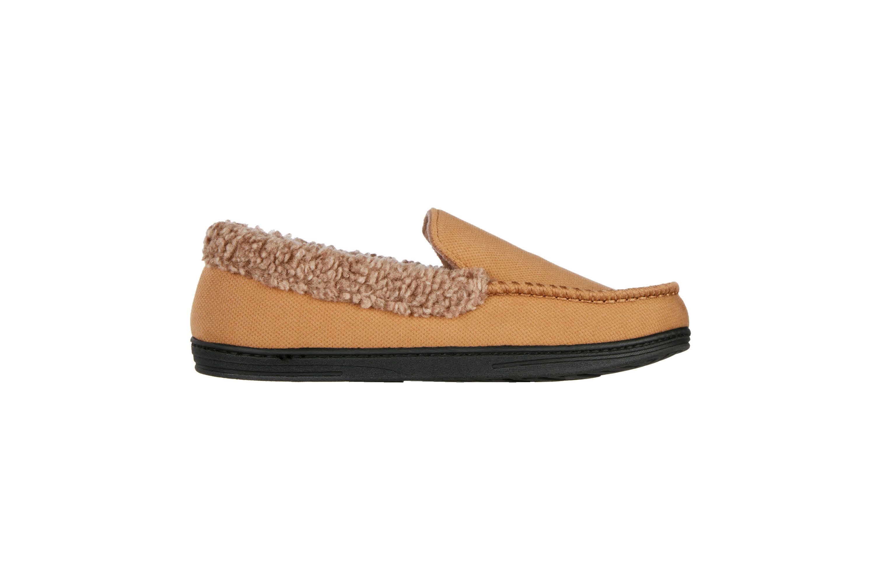 Mens Brushed Knit Lewis Moccasin Slipper with Cooling Gel Memory Foam and Indoor/Outdoor Sole