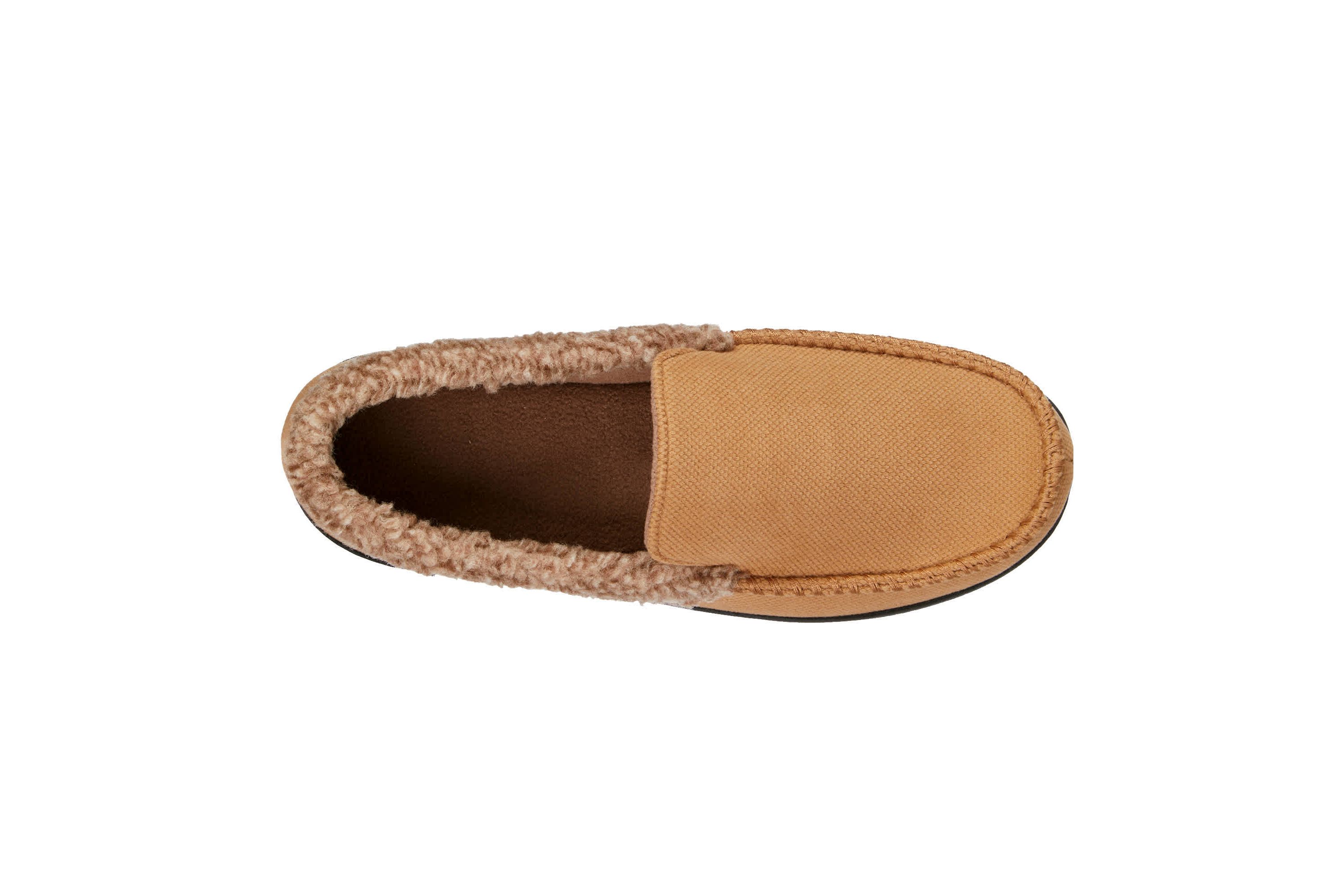 Mens Brushed Knit Lewis Moccasin Slipper with Cooling Gel Memory Foam and Indoor/Outdoor Sole