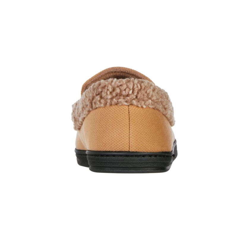 Mens Brushed Knit Lewis Moccasin Slipper with Cooling Gel Memory Foam and Indoor/Outdoor Sole