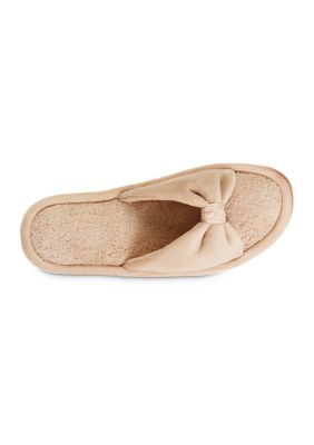 Women's Microterry Bow Open Toe Slide Slippers