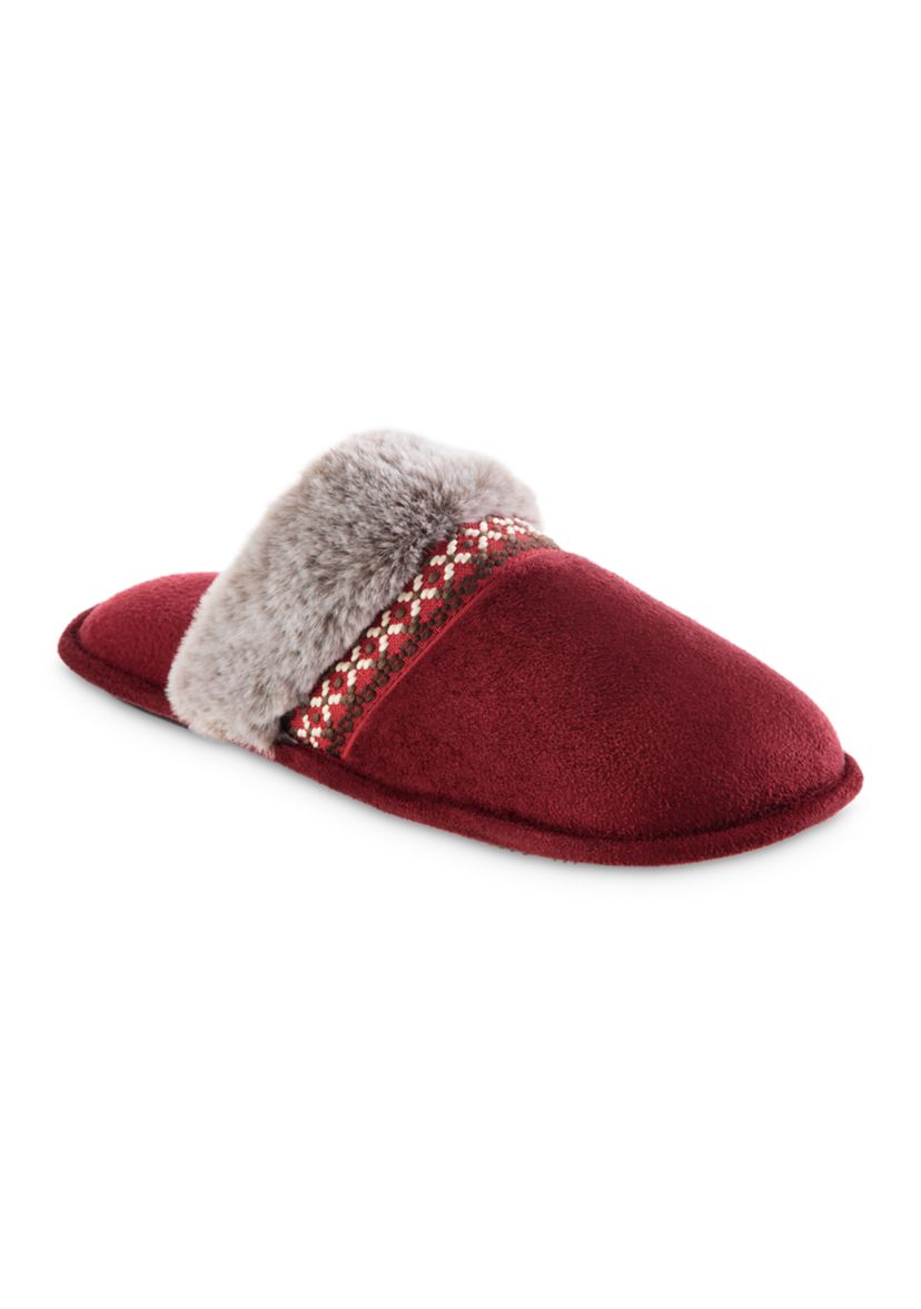 Womens Embroidered Microsuede Aria Clog Slippers
