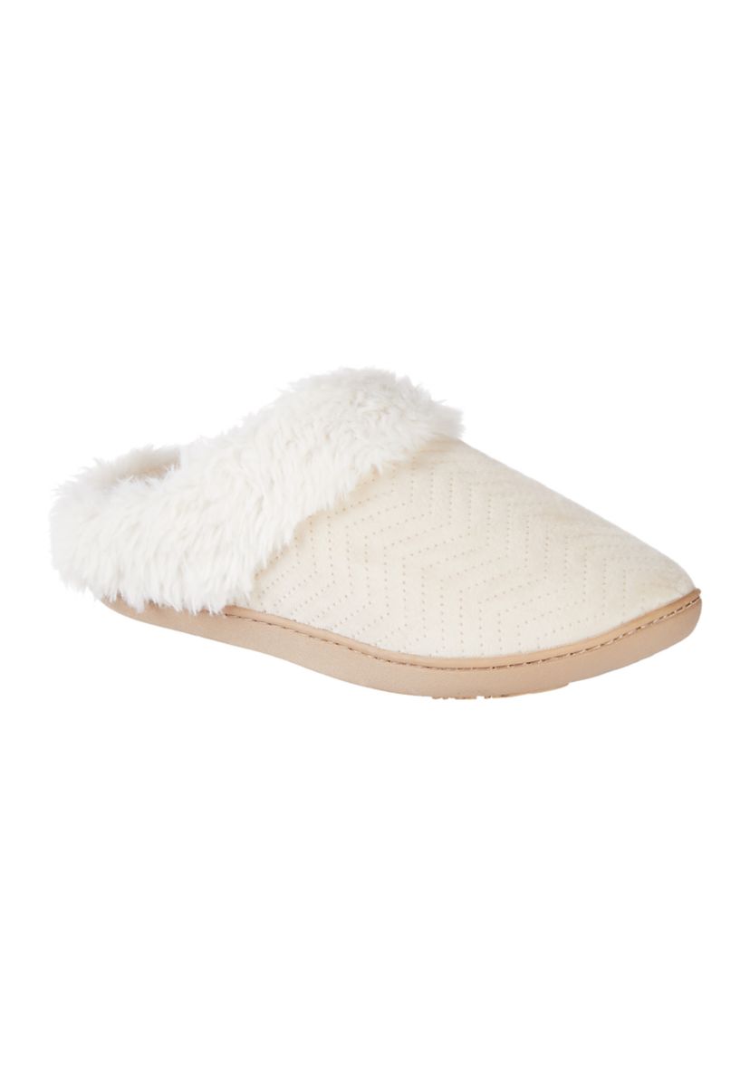 Womens Quilted Louise Velour Hoodback Slippers