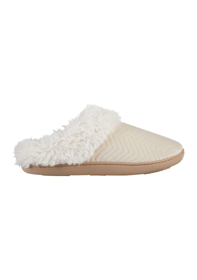 Womens Quilted Louise Velour Hoodback Slippers