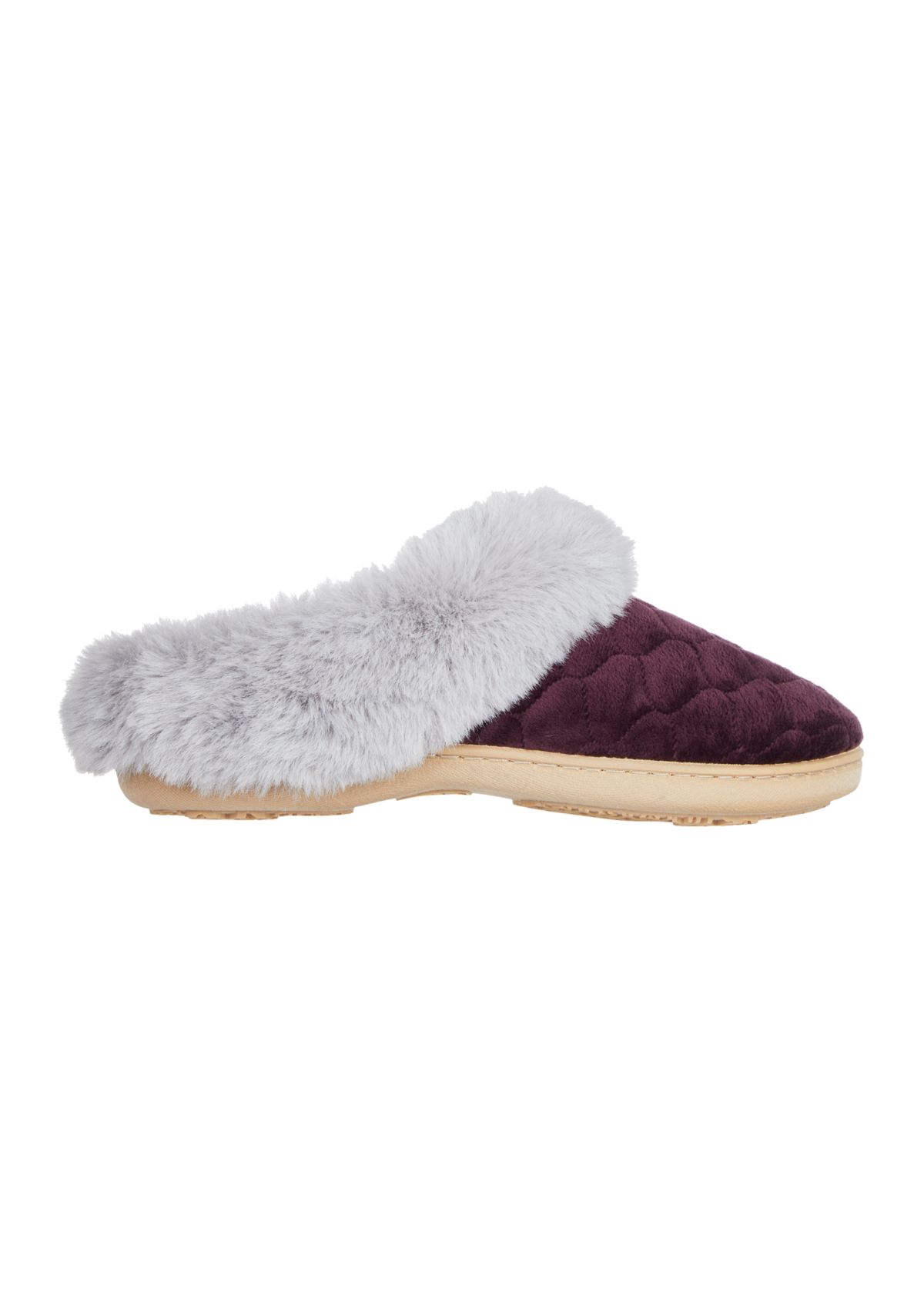 Womens Quilted Velour Clog Slippers