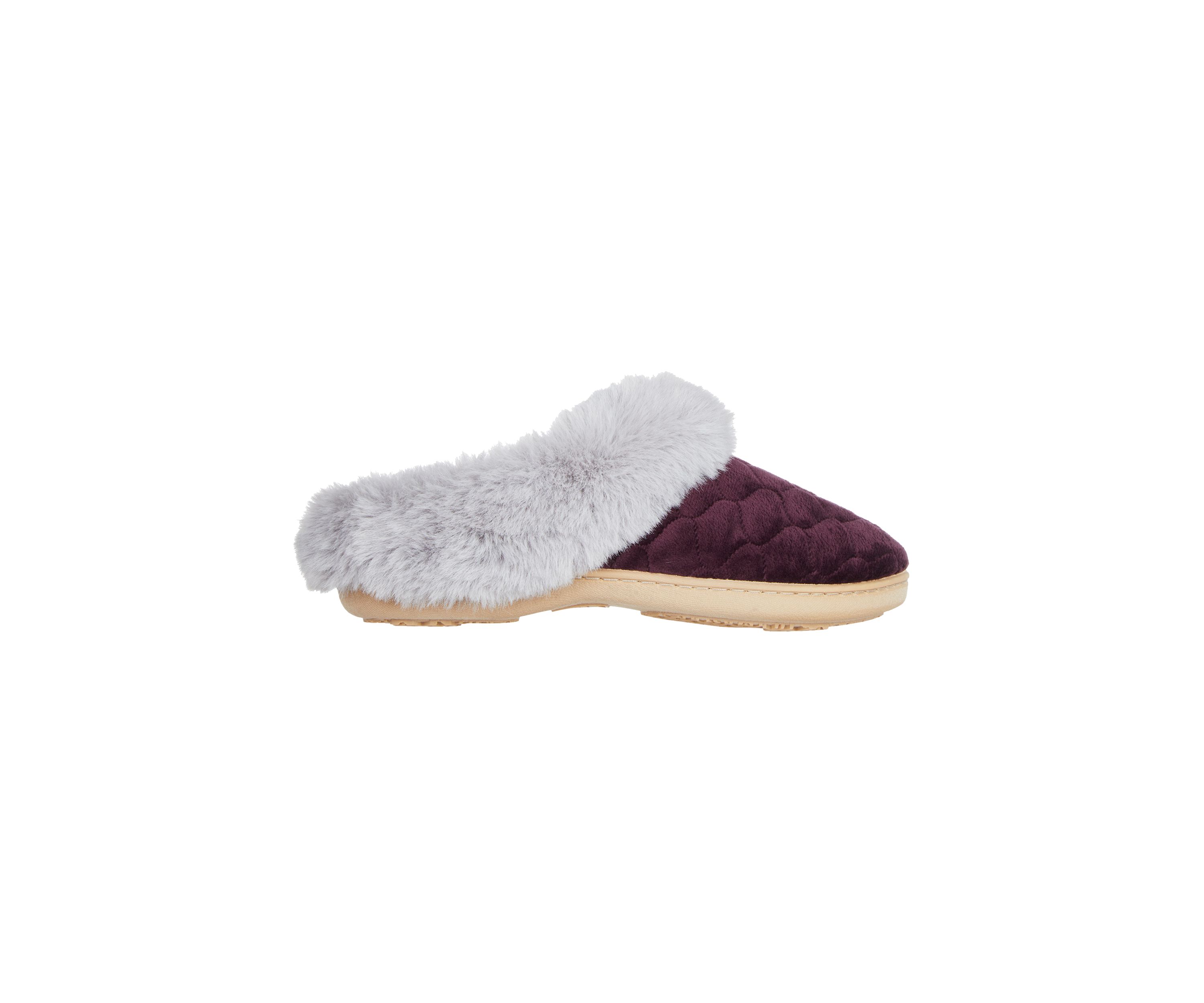 Womens Quilted Velour Clog Slippers
