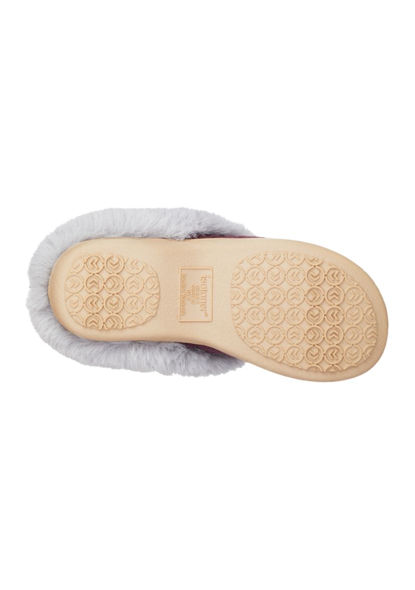 Womens Quilted Velour Clog Slippers