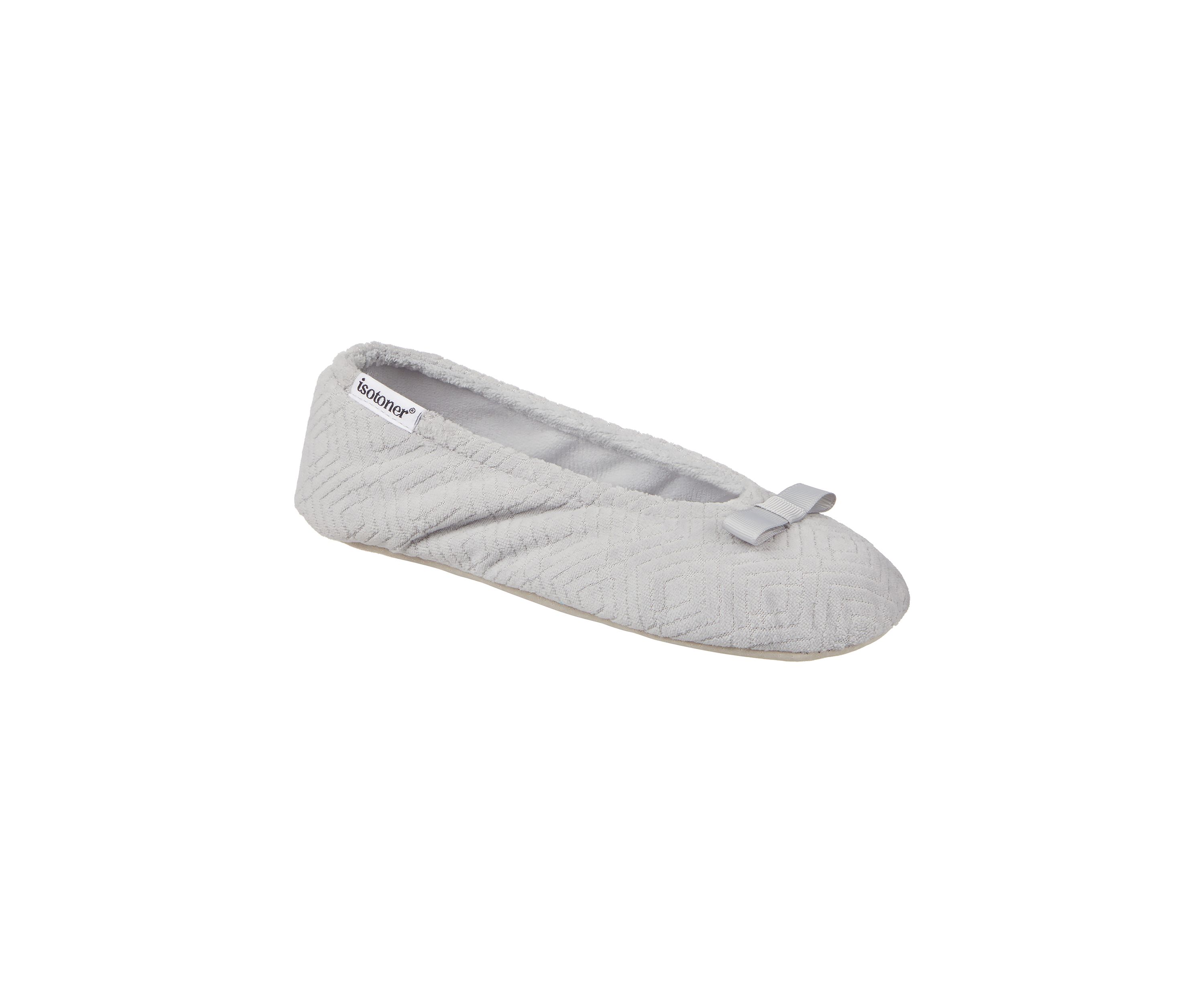 Womens Diamond Microterry Gemma Ballerina Slipper with Memory Foam