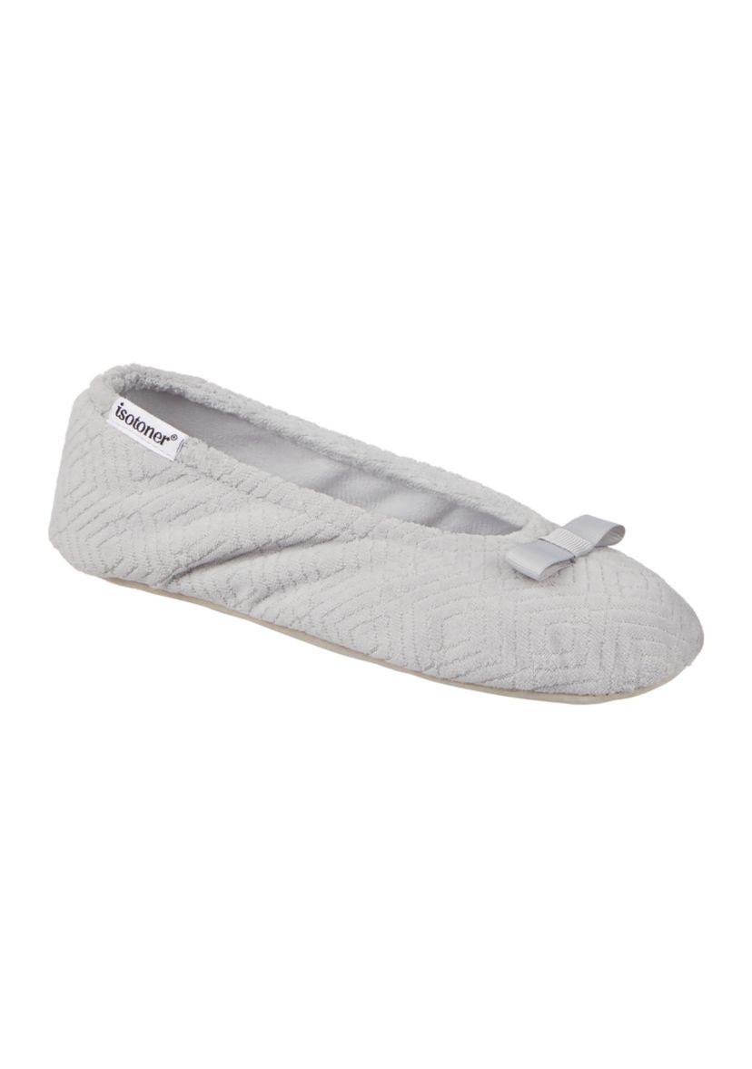 Womens Diamond Microterry Gemma Ballerina Slipper with Memory Foam