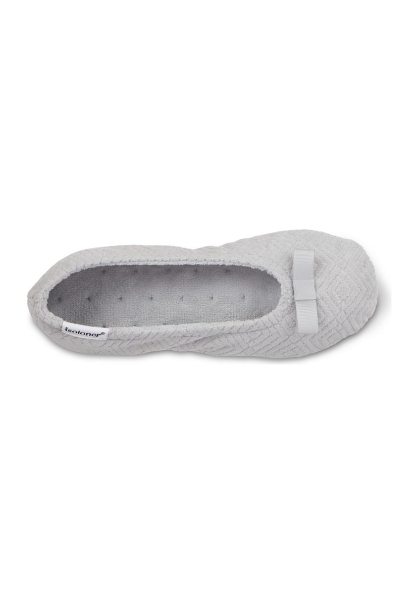 Womens Diamond Microterry Gemma Ballerina Slipper with Memory Foam