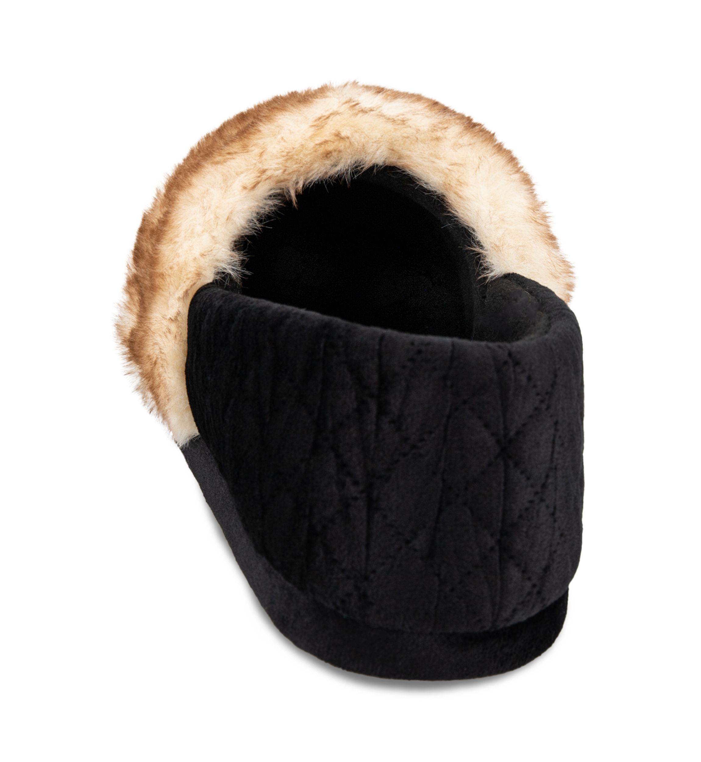 Womens Quilted Velour A-Line Slippers with Memory Foam Comfort