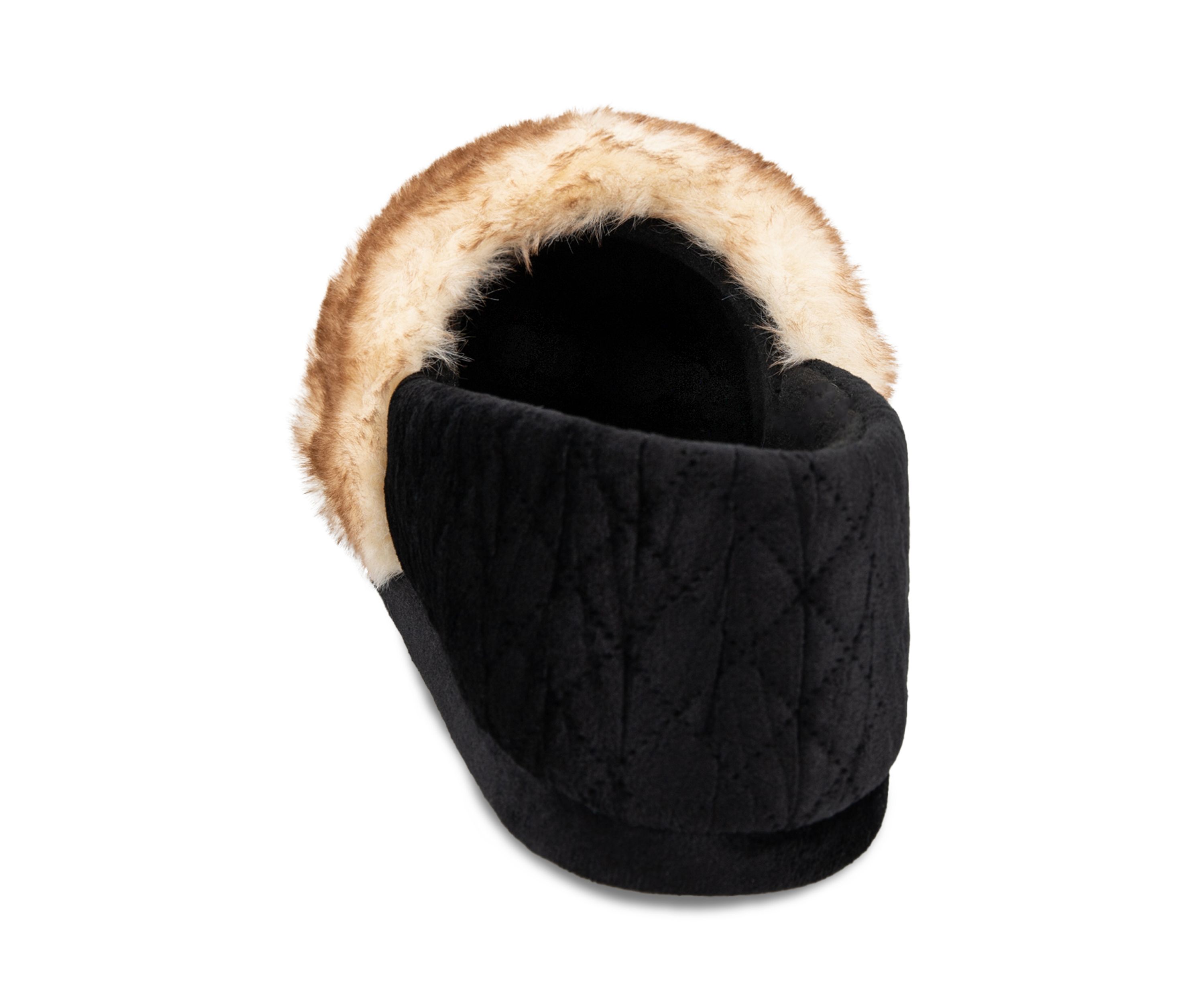 Womens Quilted Velour A-Line Slippers with Memory Foam Comfort