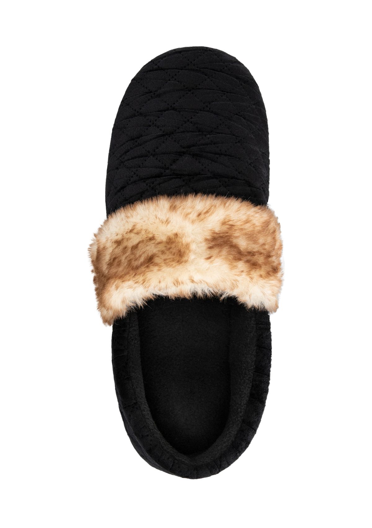 Womens Quilted Velour A-Line Slippers with Memory Foam Comfort