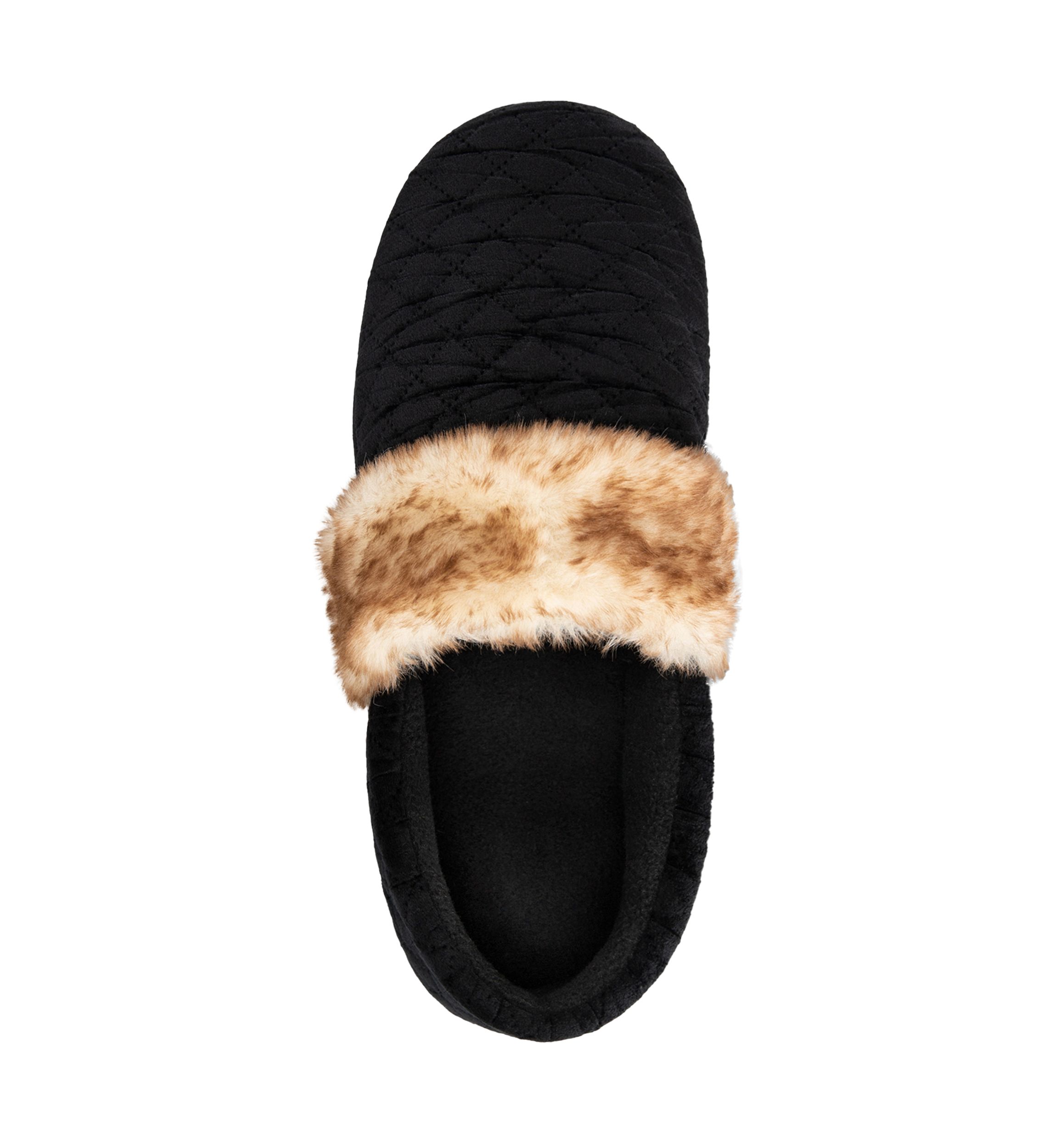 Womens Quilted Velour A-Line Slippers with Memory Foam Comfort