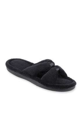 Microterry Satin Slide Slippers with Memory Foam