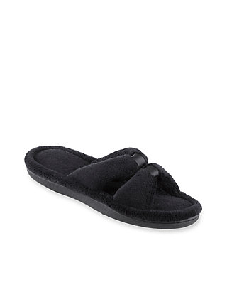 microterry satin slide slippers with memory foam