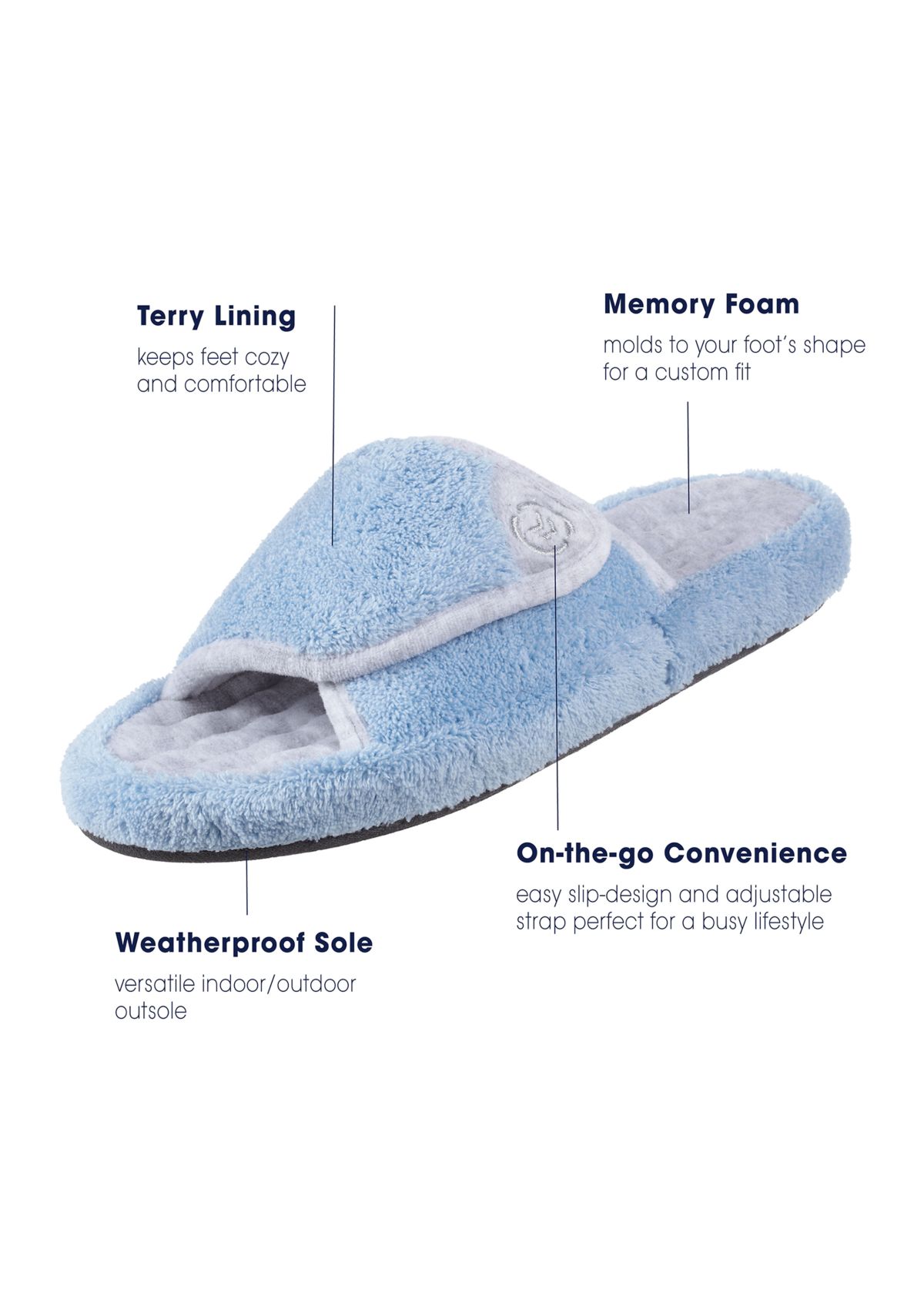 Signature Classics Microterry Spa Slide Slipper