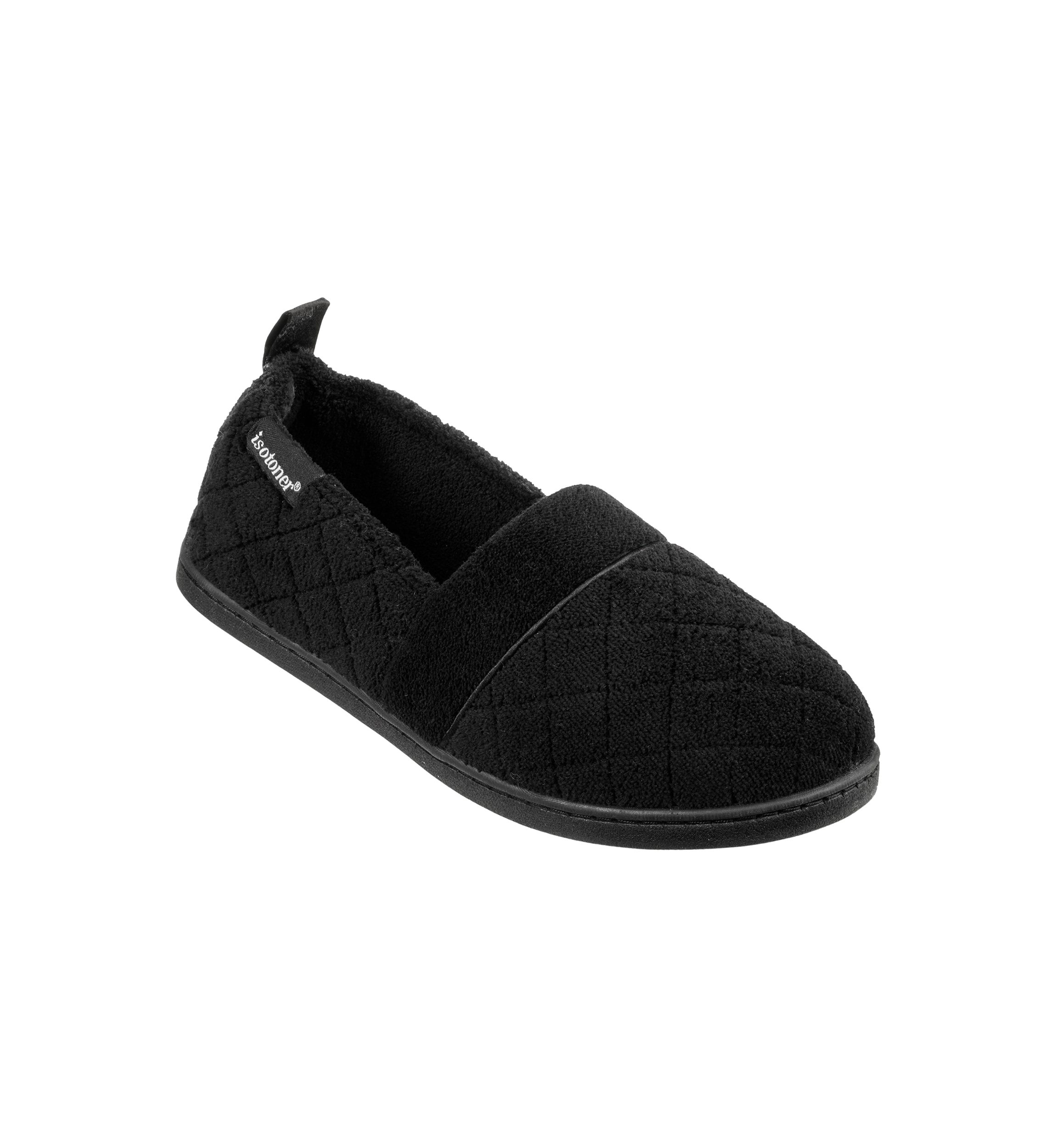  Quilted Memory Foam Micro Terry Slip On Slippers